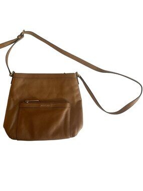 Michael Kors Vintage Leather Messenger Bag Saddle Brown Handbag Purse Designer